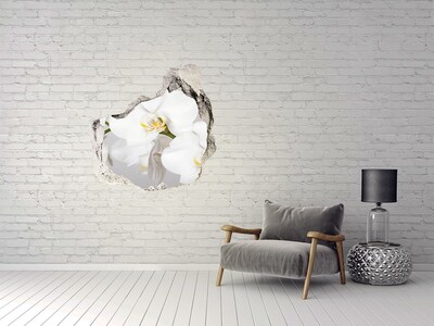 Vinilo decorativo boquete pared irregular Flores en hormigón