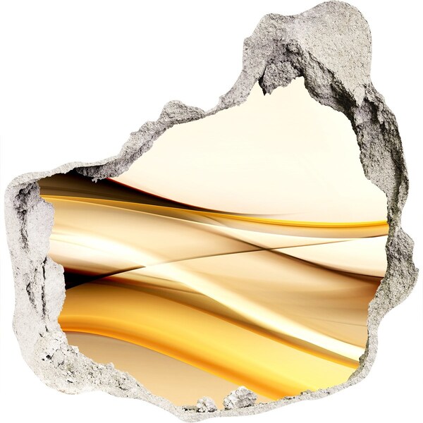 Dziura 3d fototapeta naklejka Złote fale w dziurze w ścianie