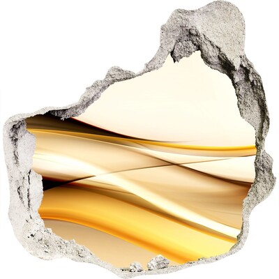 Vinilo decorativo boquete pared irregular Olas doradas en un agujero en la pared