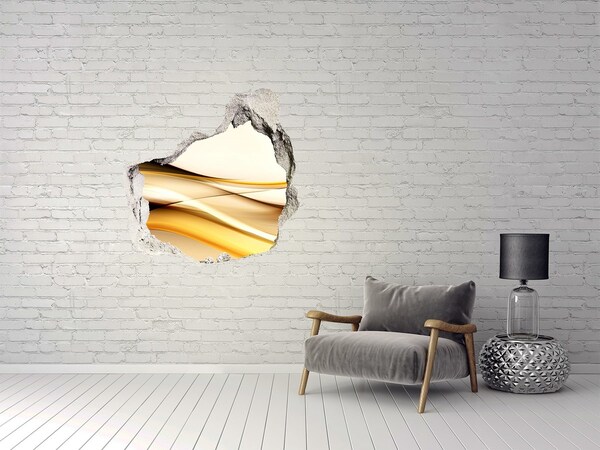 Vinilo decorativo boquete pared irregular Olas doradas en un agujero en la pared