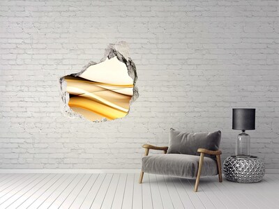 Vinilo decorativo boquete pared irregular Olas doradas en un agujero en la pared