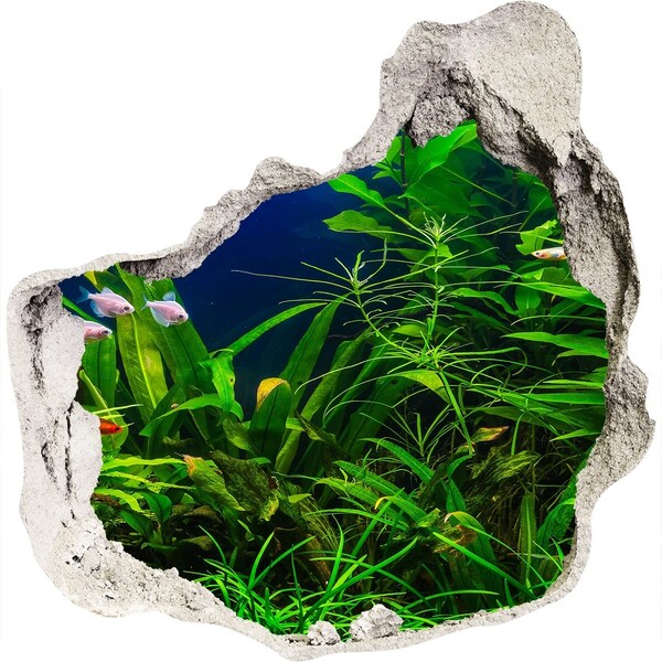 Vinilo decorativo boquete pared irregular El mundo submarino en el acuario