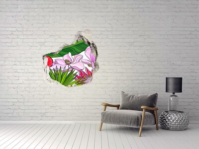 Vinilo adhesivo efecto agujero 3d para casa Jardín tropical en un agujero en la pared