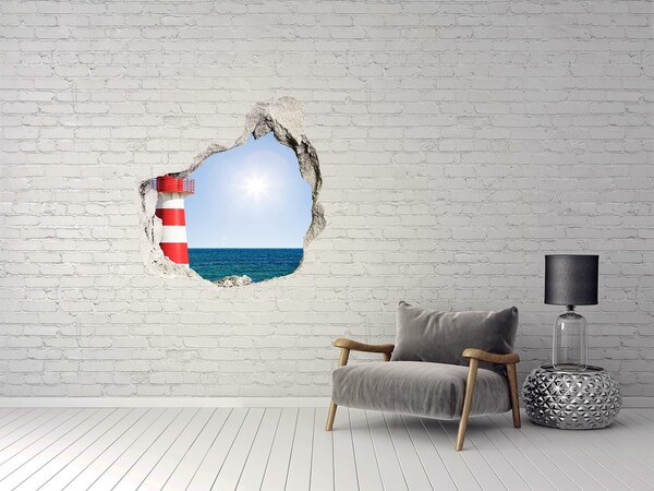 Vinilo adhesivo efecto agujero 3d para casa Un faro junto al mar