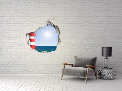 Vinilo adhesivo efecto agujero 3d para casa Un faro junto al mar