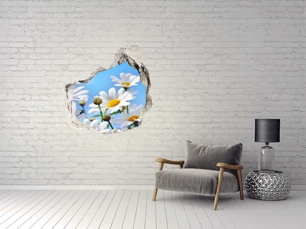 Vinilo decorativo boquete pared irregular Un paraíso de flores detrás del muro.