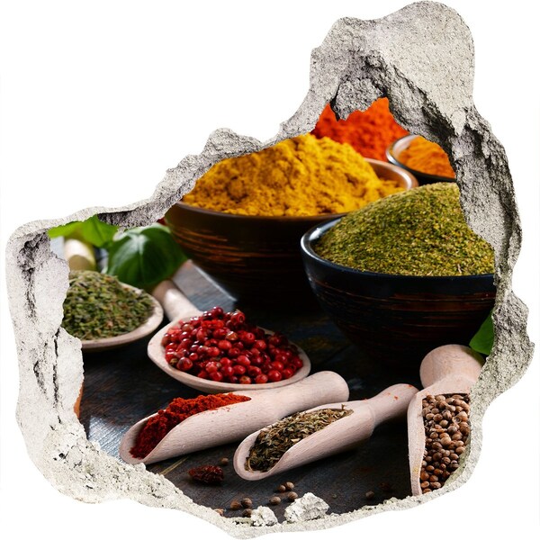 Vinilo adhesivo efecto agujero 3d para casa Especias coloridas en la cocina