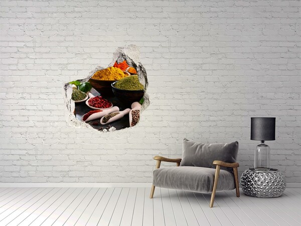 Vinilo adhesivo efecto agujero 3d para casa Especias coloridas en la cocina