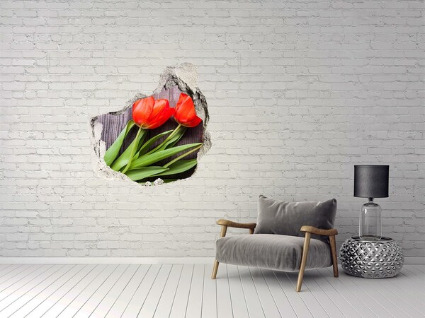 Pegatina pared rota trampantojo decorativo Flores en hormigón
