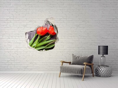 Pegatina pared rota trampantojo decorativo Flores en hormigón
