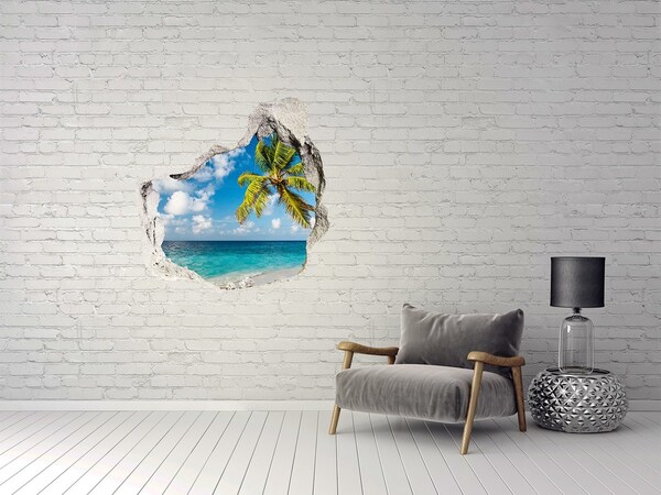 Vinilo adhesivo efecto agujero 3d para casa Playa tropical con palmeras