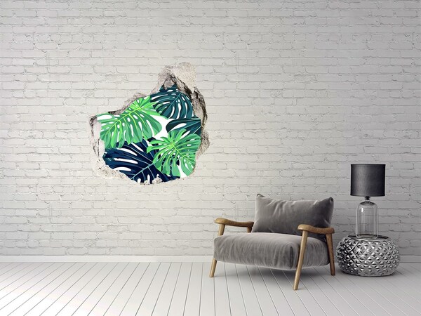 Vinilo decorativo boquete pared irregular Un paraíso tropical en un agujero en la pared.