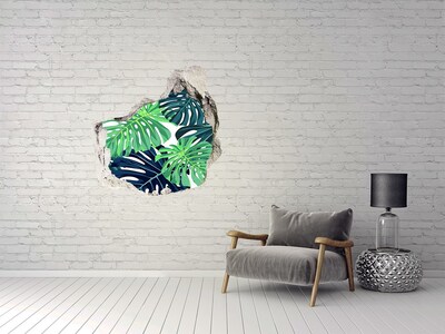 Vinilo decorativo boquete pared irregular Un paraíso tropical en un agujero en la pared.