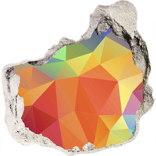 Vinilo adhesivo efecto agujero 3d para casa Geometría colorida en un agujero en la pared.
