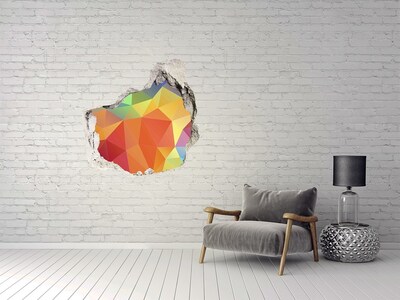 Vinilo adhesivo efecto agujero 3d para casa Geometría colorida en un agujero en la pared.