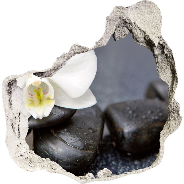 Pegatina pared rota trampantojo decorativo Flores y piedras en el spa