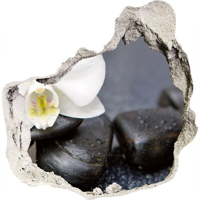 Pegatina pared rota trampantojo decorativo Flores y piedras en el spa