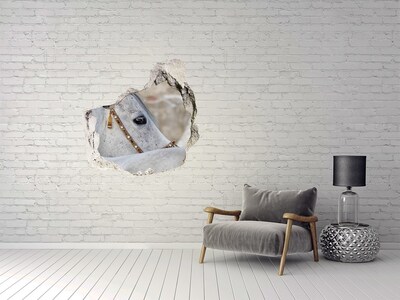 Vinilo decorativo boquete pared irregular Un caballo con una brida elegante