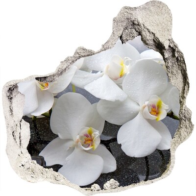 Vinilo adhesivo efecto agujero 3d para casa Flores de orquídea en agua