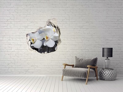 Vinilo decorativo boquete pared irregular Orquídeas en hormigón