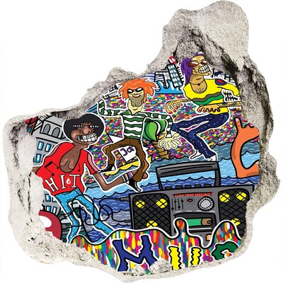 Pegatina pared rota trampantojo decorativo Festival de la Alegría de la Ciudad