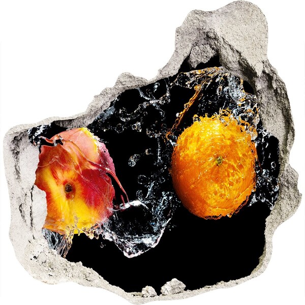 Vinilo decorativo boquete pared irregular Explosión de frutas en el agua
