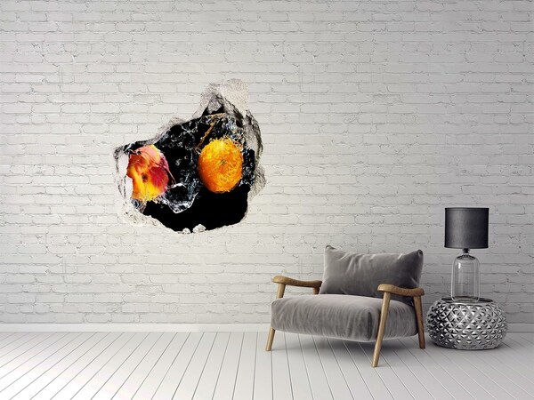 Vinilo decorativo boquete pared irregular Explosión de frutas en el agua