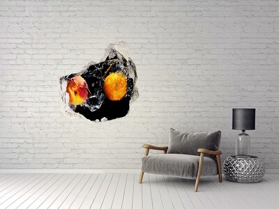 Vinilo decorativo boquete pared irregular Explosión de frutas en el agua