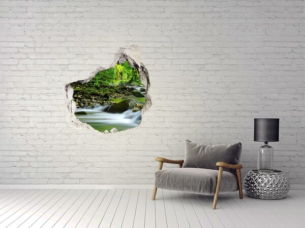 Vinilo adhesivo efecto agujero 3d para casa Cascada en el bosque tropical