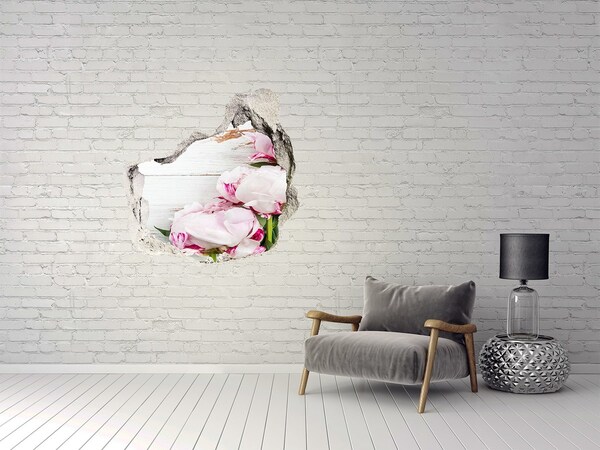 Vinilo adhesivo efecto agujero 3d para casa Encanto floral en un agujero de hormigón