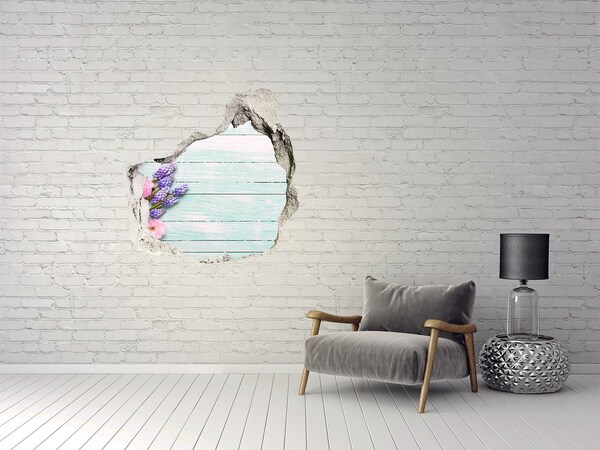 Vinilo adhesivo efecto agujero 3d para casa Vista floral a través de la pared.