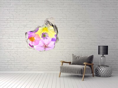 Vinilo decorativo boquete pared irregular Paraíso de flores a través de un agujero en la pared