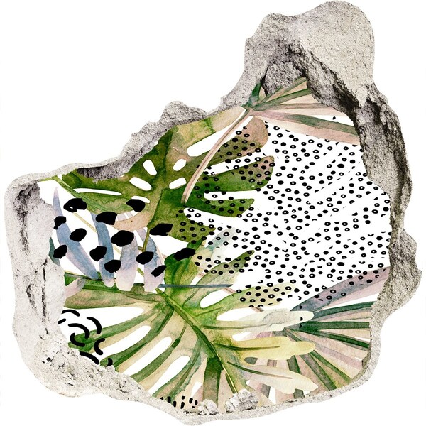 Vinilo decorativo boquete pared irregular Jardín tropical en un agujero en la pared