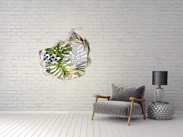 Naklejka 3D dziura na ścianę Tropikalny ogród w dziurze w ścianie