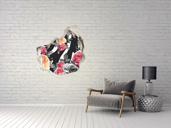 Vinilo decorativo boquete pared irregular Fotografía floral desde el hormigón