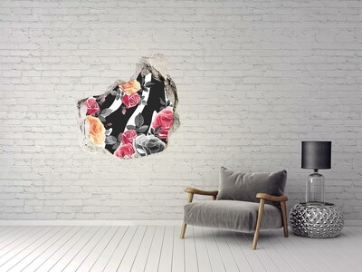 Vinilo decorativo boquete pared irregular Fotografía floral desde el hormigón