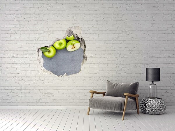 Vinilo adhesivo efecto agujero 3d para casa Manzanas verdes en hormigón