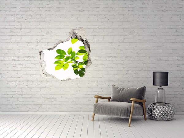 Vinilo decorativo boquete pared irregular Un oasis verde detrás del muro