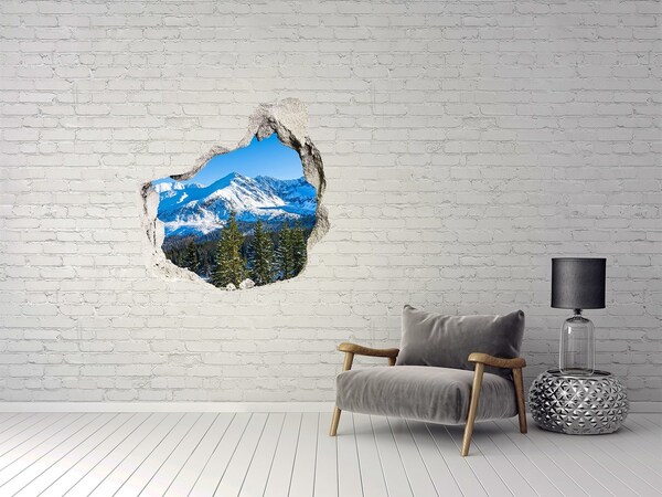 Vinilo decorativo boquete pared irregular paisaje de montaña invernal