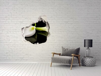 Vinilo adhesivo efecto agujero 3d para casa Flor en hormigón