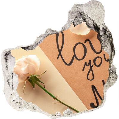 Vinilo adhesivo efecto agujero 3d para casa Una flor en el corazón de la pared.