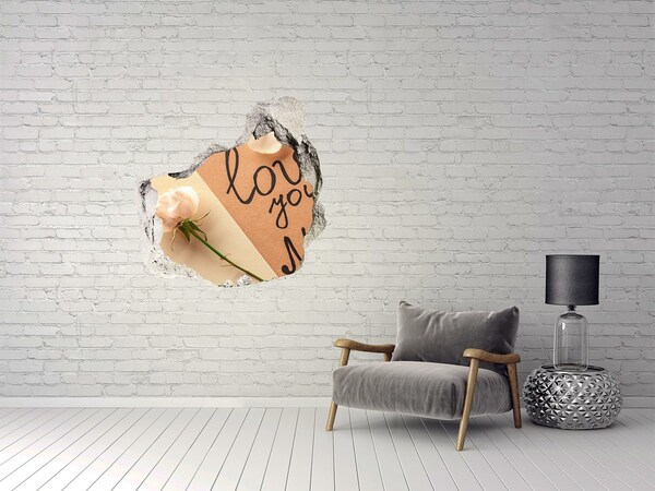 Vinilo adhesivo efecto agujero 3d para casa Una flor en el corazón de la pared.