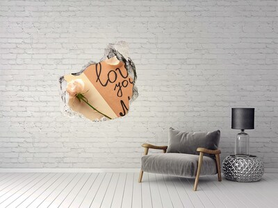 Vinilo adhesivo efecto agujero 3d para casa Una flor en el corazón de la pared.