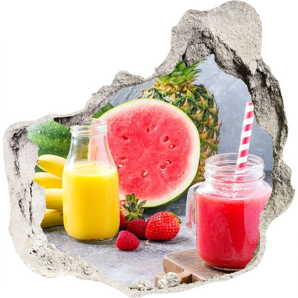 Vinilo decorativo boquete pared irregular Paraíso de cócteles de frutas