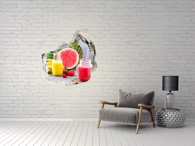 Vinilo decorativo boquete pared irregular Paraíso de cócteles de frutas