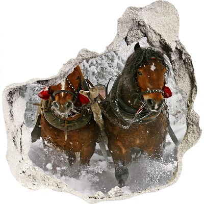 Vinilo adhesivo efecto agujero 3d para casa Viaje de invierno con caballos