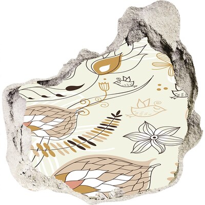 Vinilo adhesivo efecto agujero 3d para casa Pájaros primaverales en el jardín