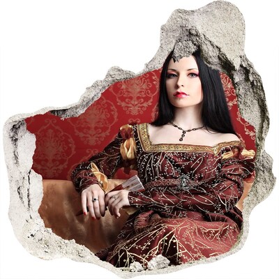 Vinilo decorativo boquete pared irregular Princesa en las ruinas