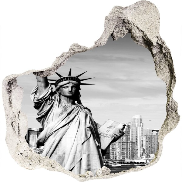 Vinilo decorativo boquete pared irregular Estatua de la Libertad en Nueva York
