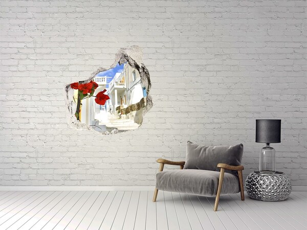 Vinilo decorativo boquete pared irregular Las encantadoras calles de Grecia